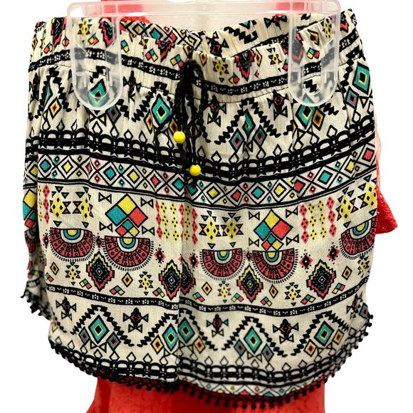 NWT RMLA Girls Red Orange Shorts Set With Necklace Tassels - Picture 4 of 6